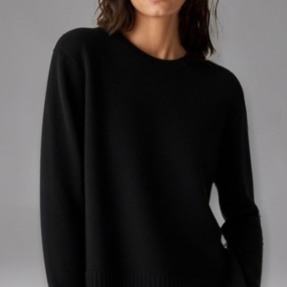 Quince Womens L Mongolian Cashmere Crewneck Sweater Black Quiet Lux Cropp